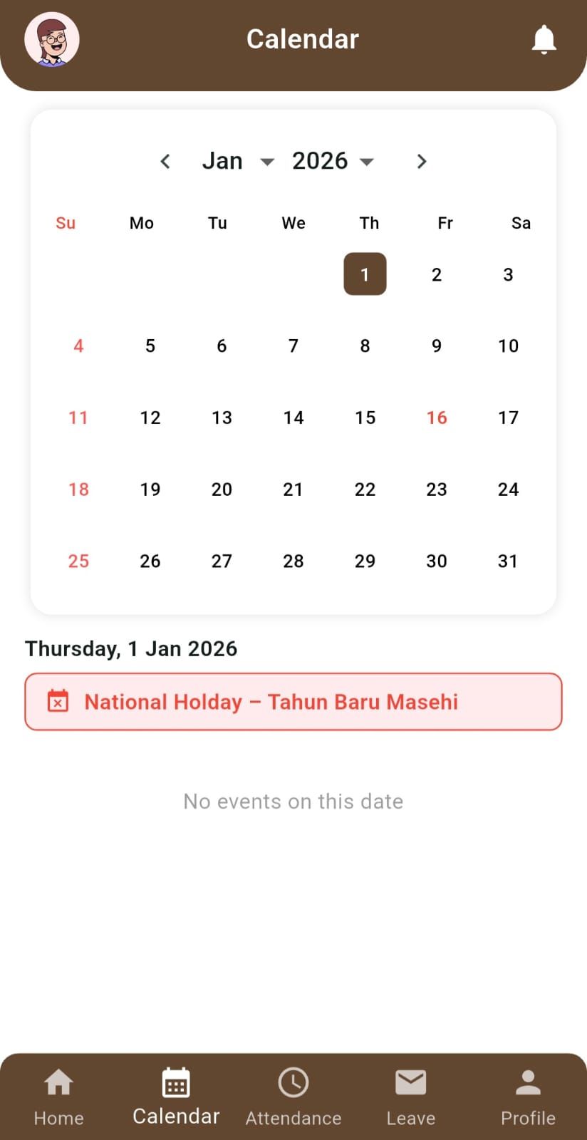 Attendance Calendar